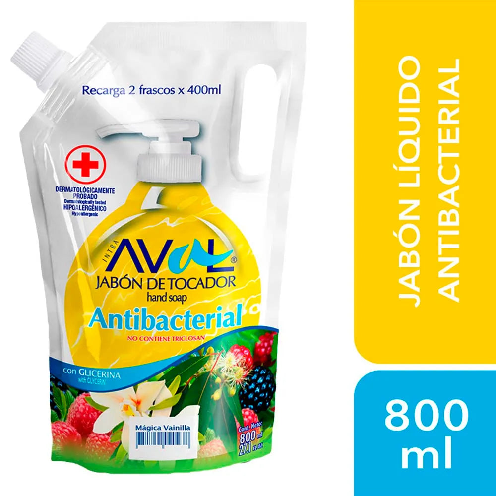 Aval Jabón Líquido Antibacterial 800 ml