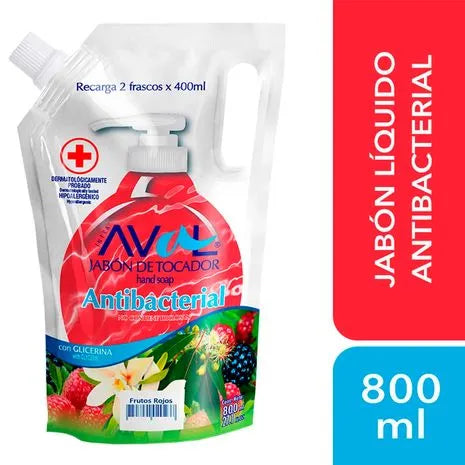 Aval Jabón Líquido Antibacterial 800 ml