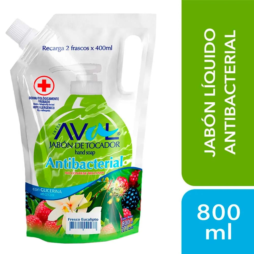 Aval Jabón Líquido Antibacterial 800 ml