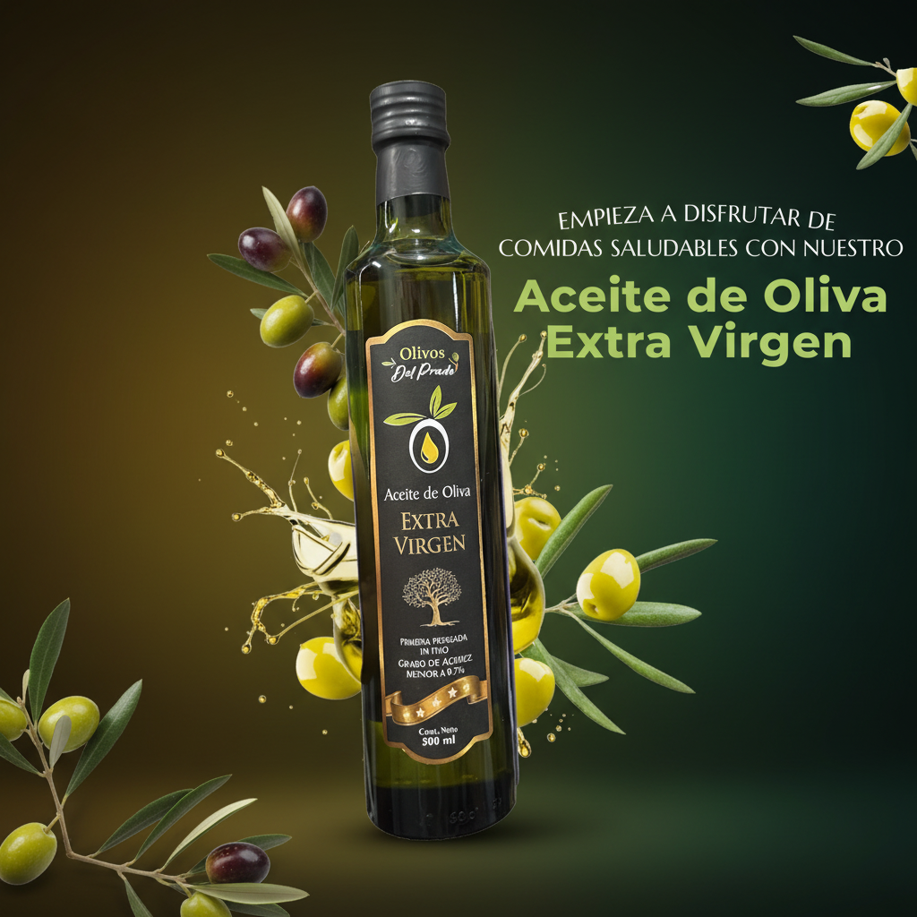 Aceite de Oliva Extra Virgen 500 ML – Botella de Vidrio Premium